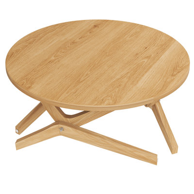 Round 2-in-1 Transformer Coffee Table with Adjustable Height, 16.5" for Coffee Table, 29.5" for Cocktail Table, Solid Wood, 34.5"