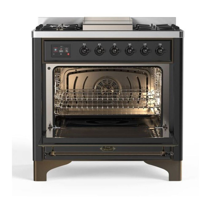 Majestic II Series 36" 3.5 cu ft. Freestanding Dual Fuel Range, Natural Gas, Glossy Black/Bronze