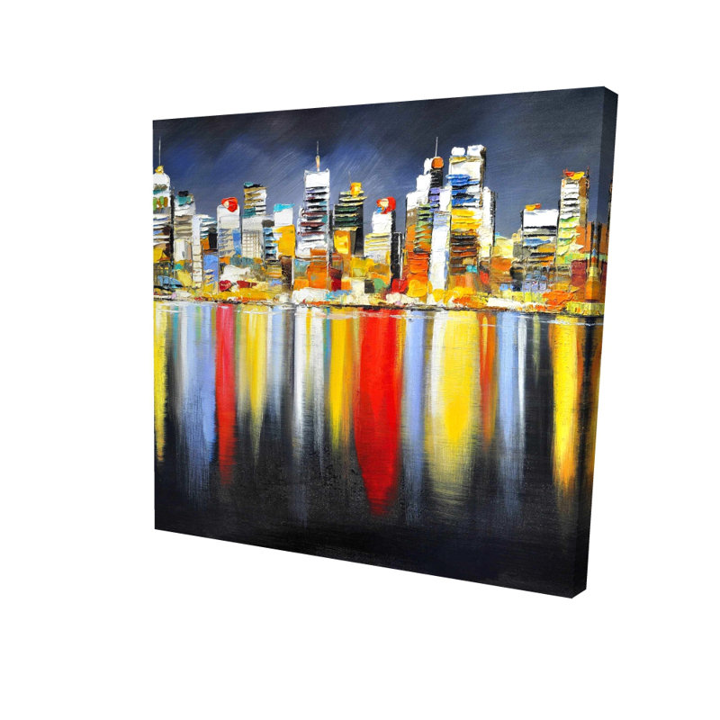 Colorful Cityscape Reflection Canvas | Office Contemporary Decor