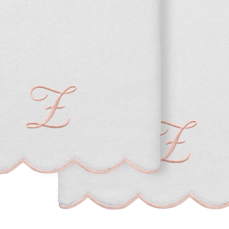  Ensemble de serviettes de bain personnalisables 100% coton turque ADORNIA 2PC, Blanc / Rose, Serviette de bain - paquet de 2