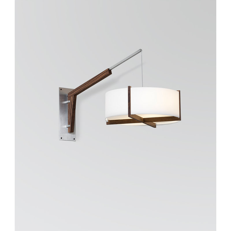 Base ou pince de lampe Motus, Aluminium brossé / noyer foncé teint