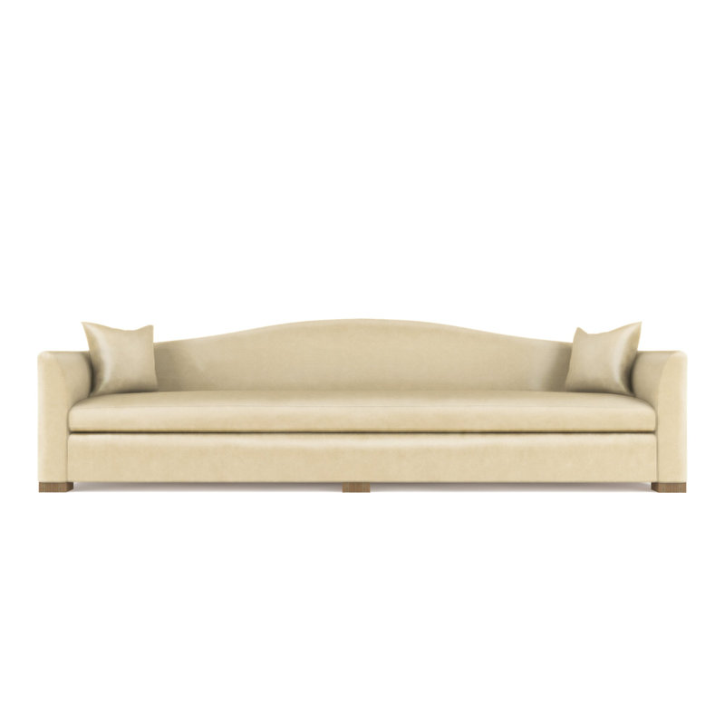 Canapé extra long Horatio Camelback Taper, 33" H x 120" W x 40" D, Naturel, Cuir vieilli cognac
