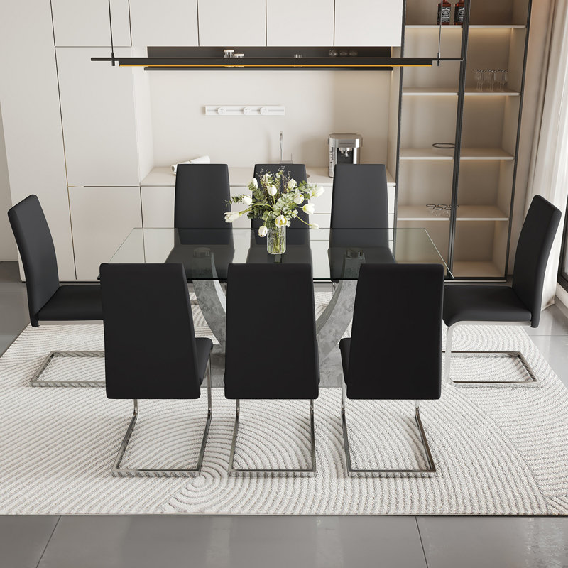 Lucifer Glass Top Metal Base Dining Table
