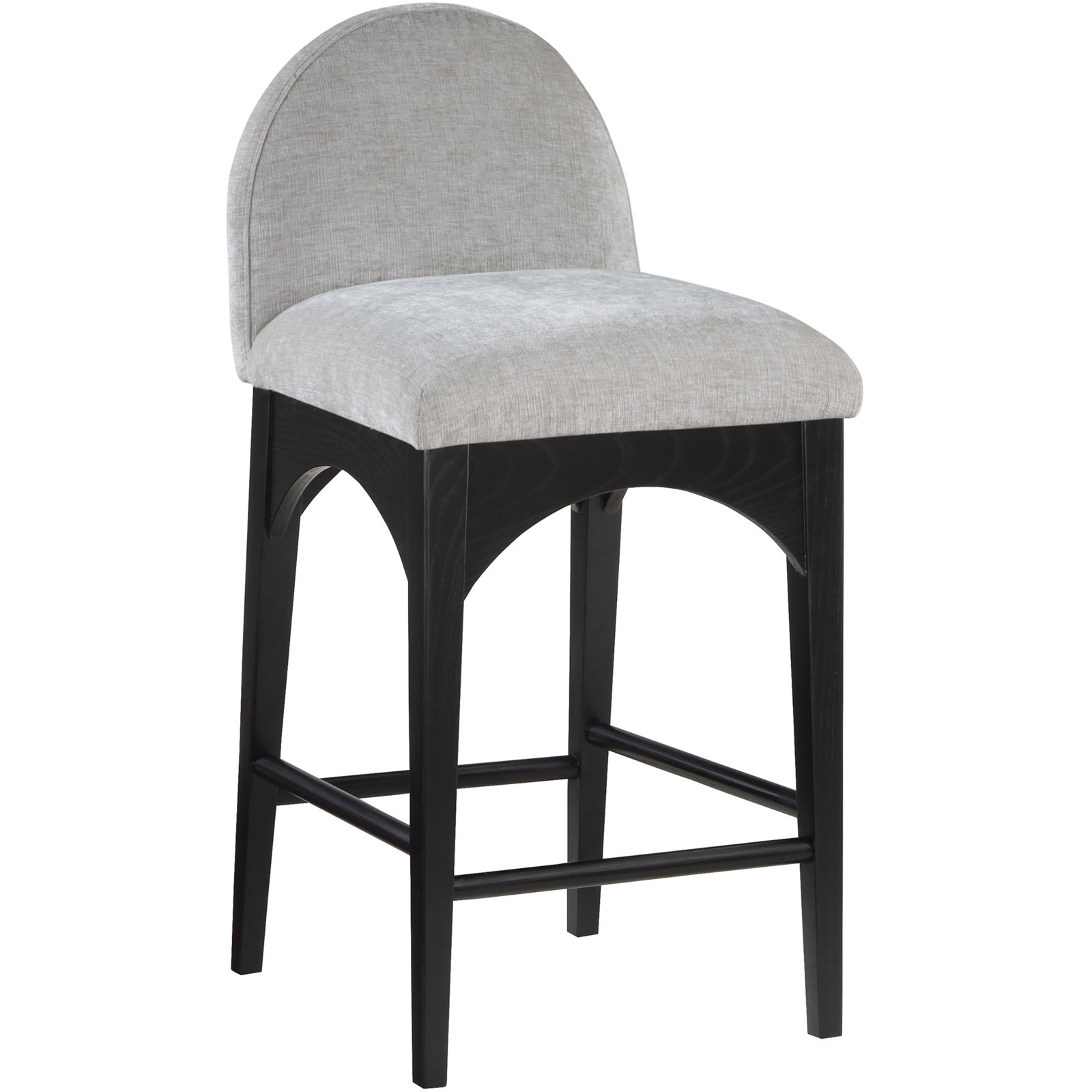 Waldorf 27" Bar Stool, Black, Gray Chenille