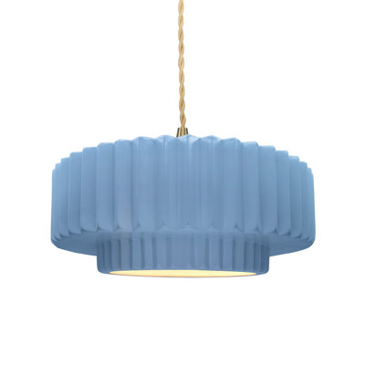 Luminaire suspendu tambour en céramique et en métal 1 lumière Gela