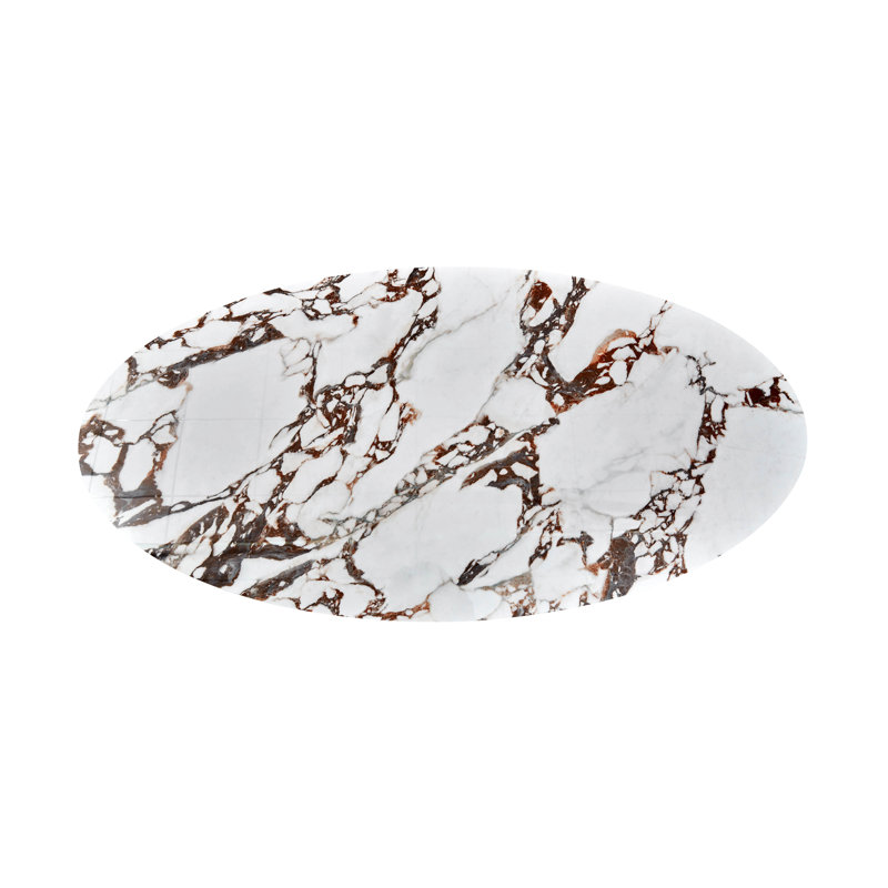 Tamara Oval Faux Marble and Wood Coffee Table