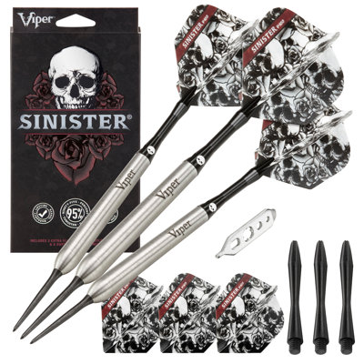 Viper Sinister 95% Tungsten Steel Tip Darts & Casemaster Select Black Dart Case