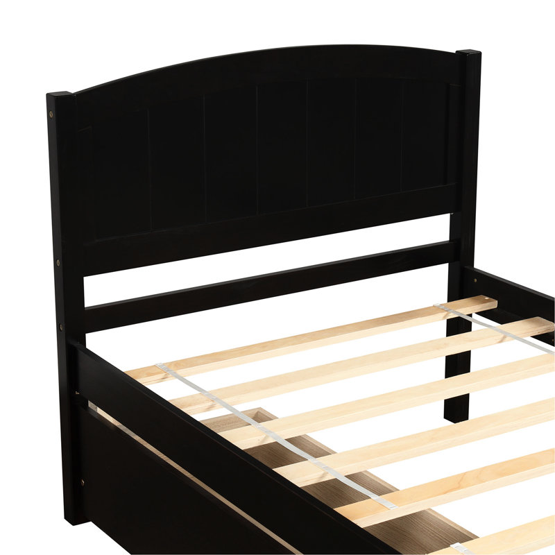 Lit plateforme simple avec deux compartiments de rangement - Bois massif pour une commode de chambre à coucher, Espresso