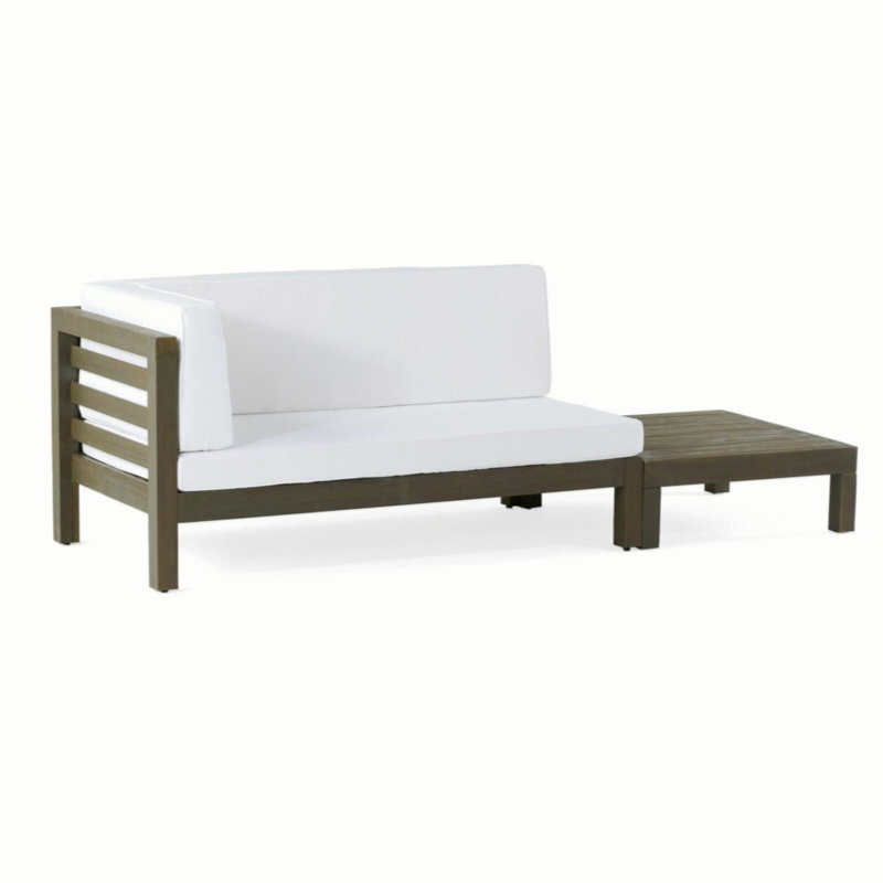 Banc d'extérieur en bois d'acacia Temikia, Blanc