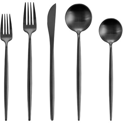 Matte Black Silverware Set , 40-Piece Stainless Steel Flatware Cutlery Set Service For 8, Satin Finish Kitchen Utensil Set, Dishwasher Safe -  Orren Ellis, D358069F2C4D40088F2AA76B1C2C98E3