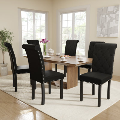 High-End Roll Back Nailhead Upholstered Dining Chairs(Set of 6) by Casa Eclat