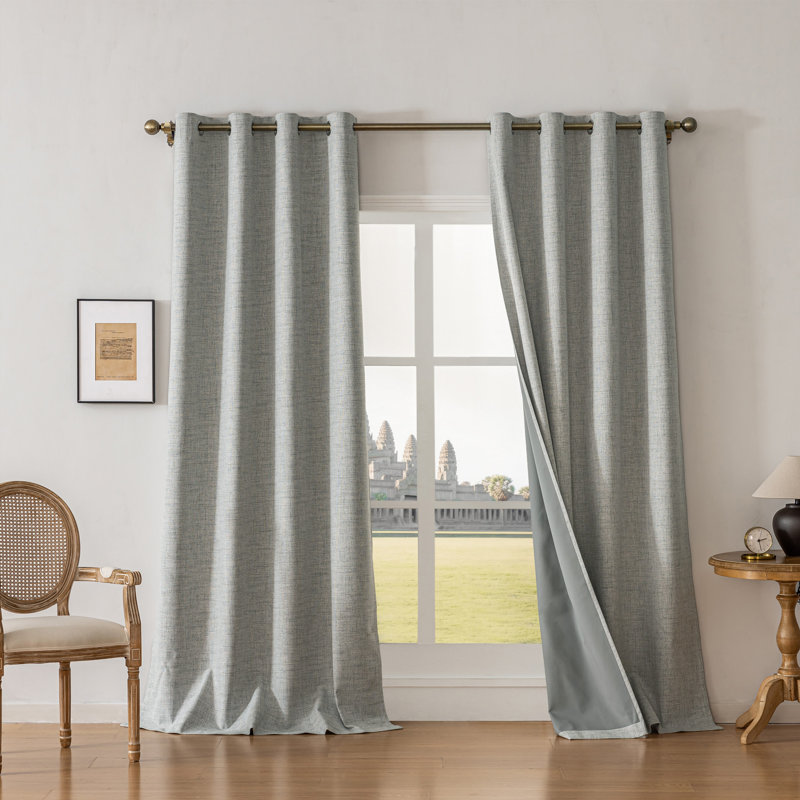 Ensemble de 2 panneaux de rideaux occultant 100% polyester Leming, Gris clair, L 52 po x L 96 po