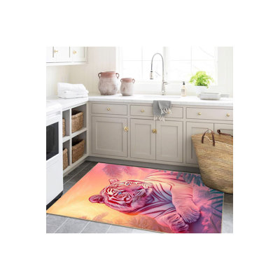 Tapis tissé à motif tigre lavable à la machine