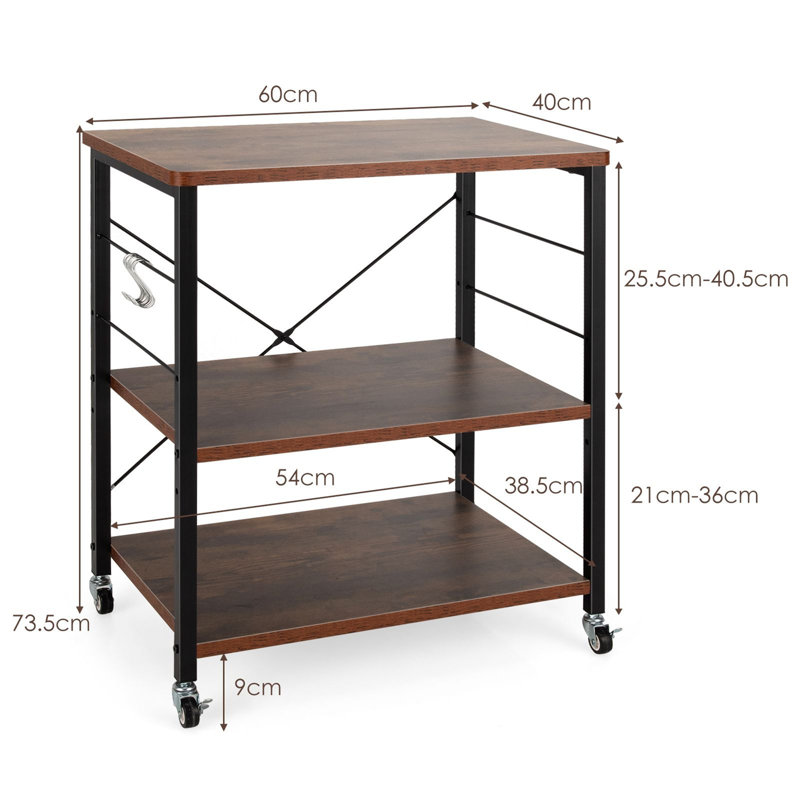 3 Tier Rolling Kitchen Baker's Rack