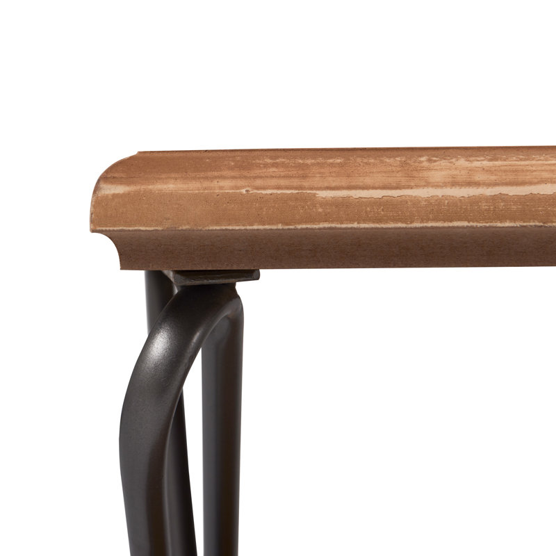 Brooks Natural Brown Wooden Coffee Table with Metal Cross Legs