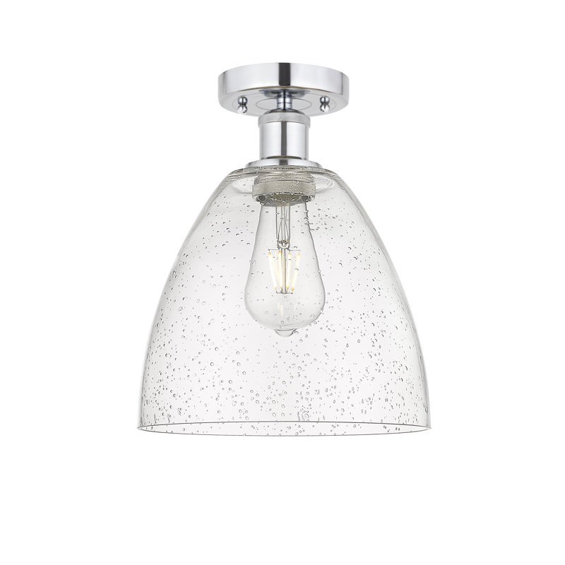 Alleson Glass Semi Flush Mount, 13.25" H x 9" W x 9" D, Polished Chrome