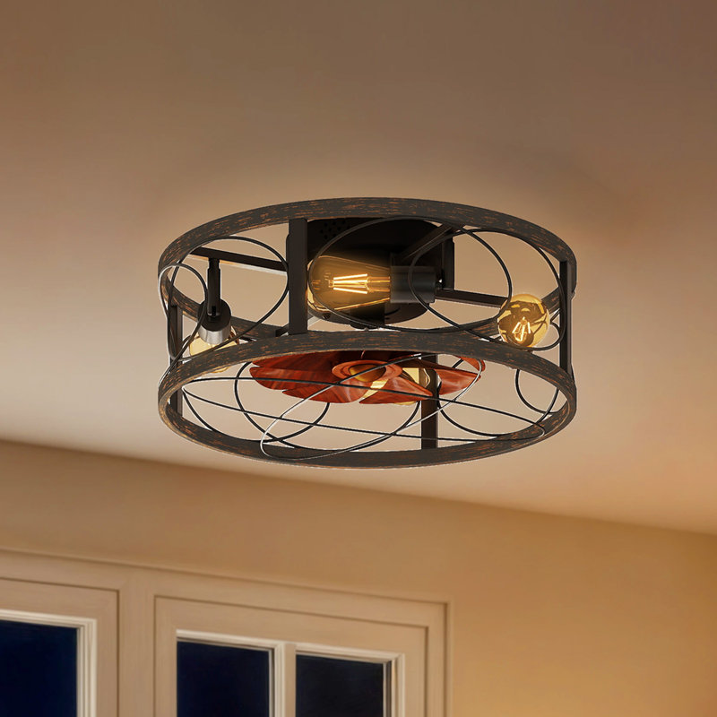  20 Inch Caged Ceiling Fan With Lights And Remote