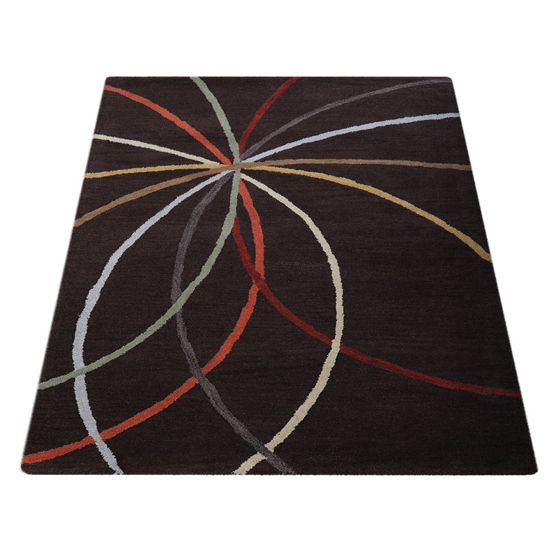 Tapis d'extérieur en laine touffetés à la main Vivanco Abstract - couleur brune | Design contemporain, Rectangle 4 pi x 6 pi