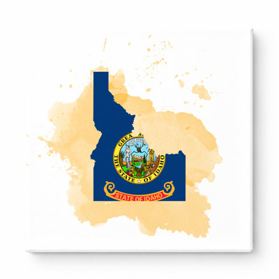 Idaho State Map Watercolor — Square Canvas Wall Art