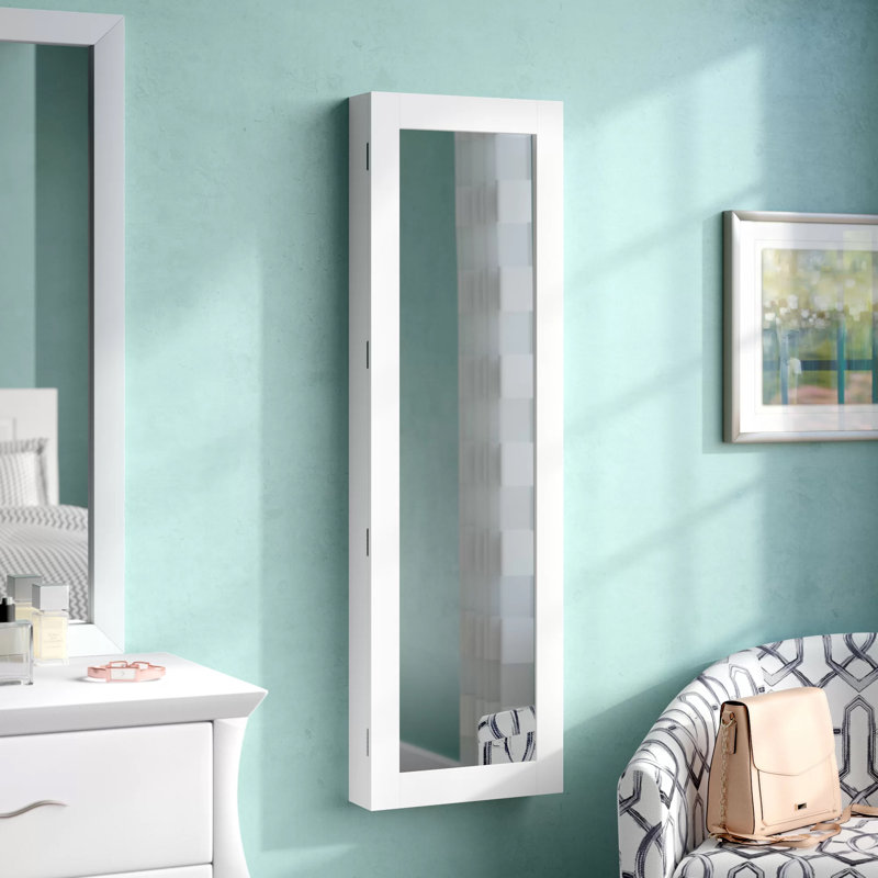 Armoire à bijoux murale avec miroir Pittner, Blanc