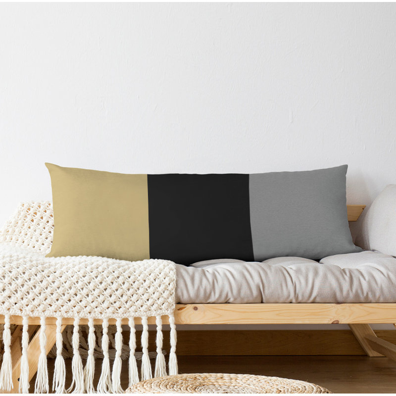 Abel Polyester Medium Pillow, Gold/Black/Gray