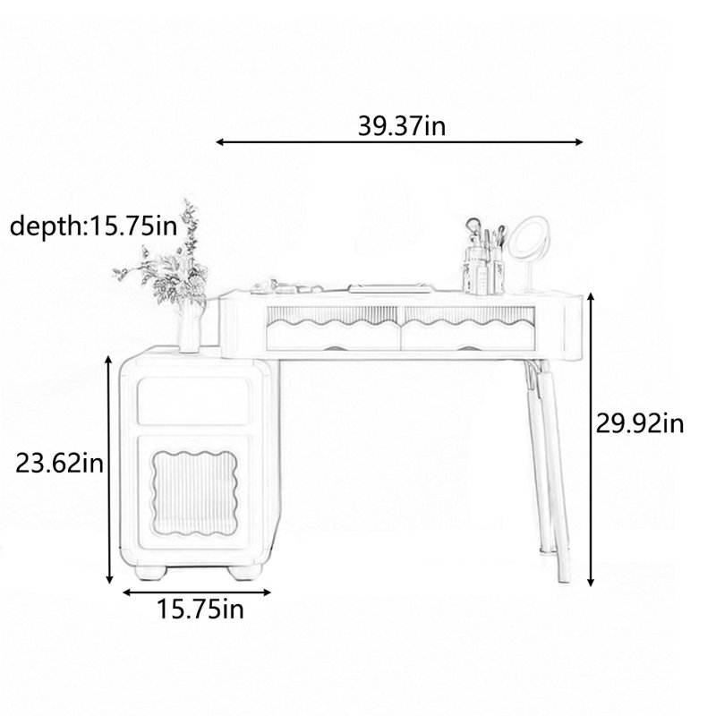 Creamy style multi-functional simple dresser