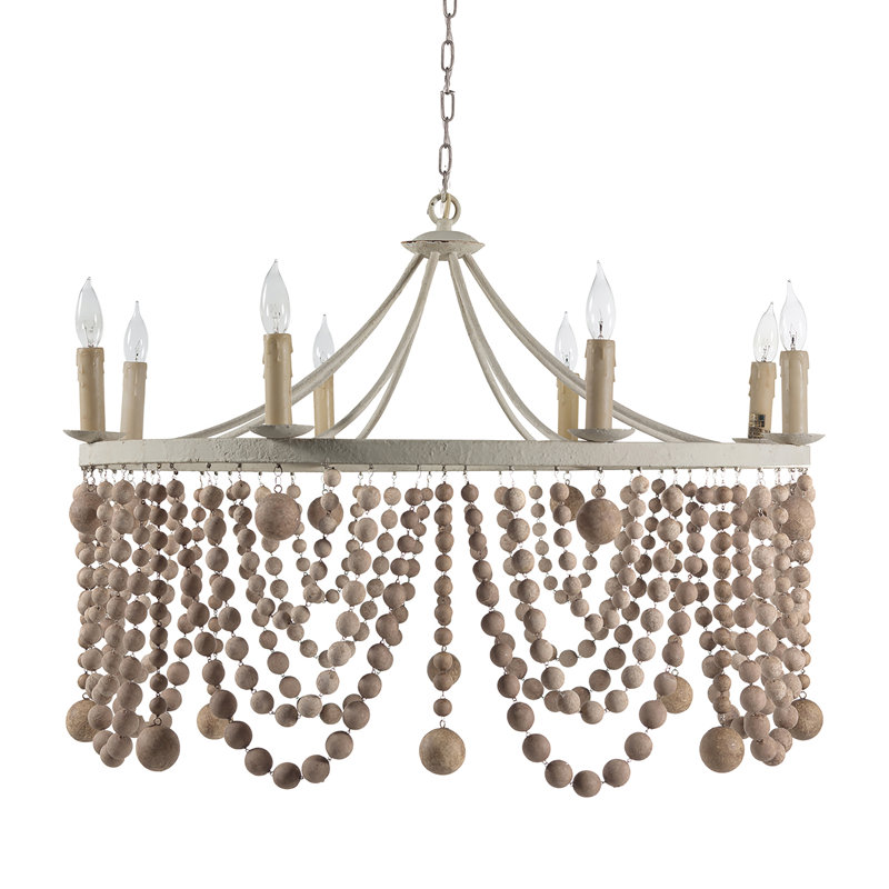 Lustre en roue de chariot à 8 lumières avec détails perlés Madeleine