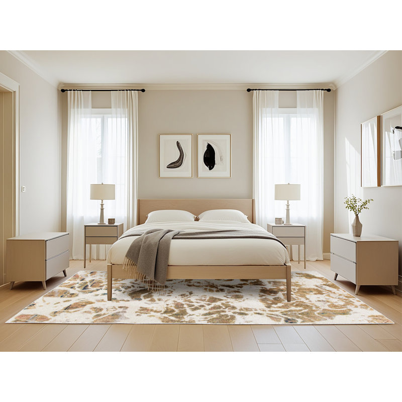 Akhilleus Abstract Indoor Rug, Rectangle 5' x 8'