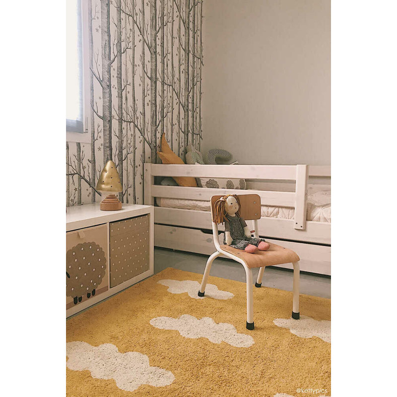Hand Knotted Cotton Abstract Area Rug in Yellow/White
