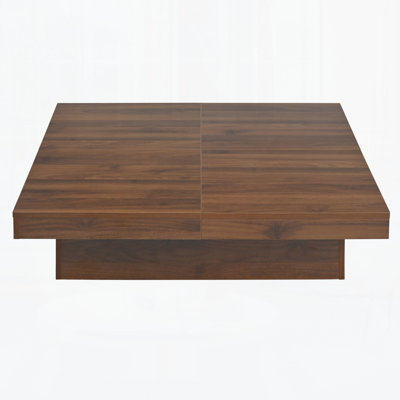 Square Veneer Coffee Table Sliding Top With Storage