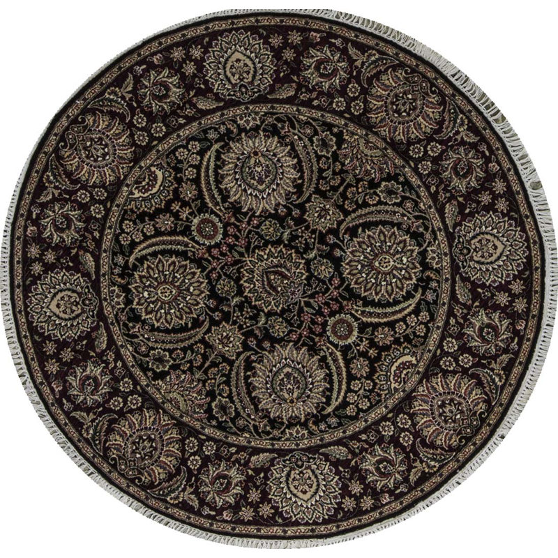 Tapis noir et beige de haute qualité noué à la main