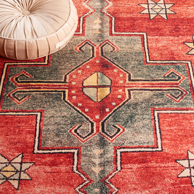 Danna Tucson Machine Washable Southwestern Indoor/Outdoor Rug, Round 8'