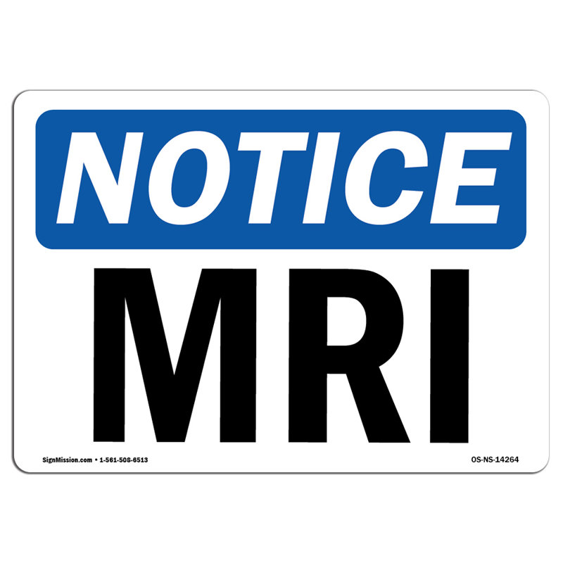 Plaque d'IRM en aluminium 12 x 18