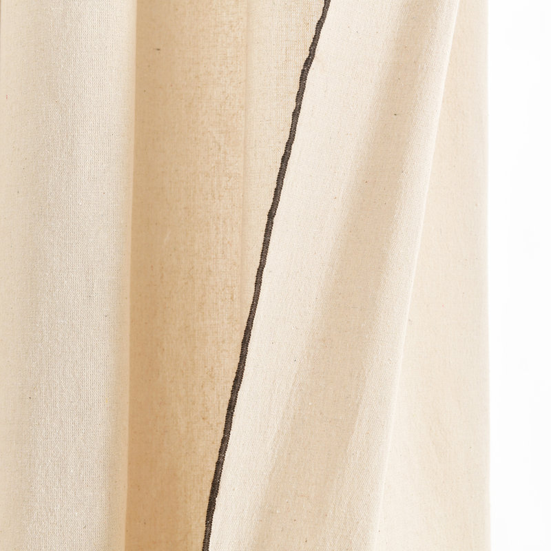 Lush Decor Modern Faux Linen Embroidered Edge With Attached Valance Semi-Sheer Curtain Panels Pair Drapes (Set of 2)