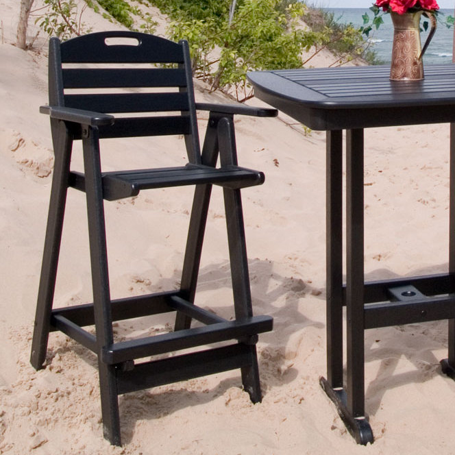 POLYWOOD® Nautical Patio Bar Stool, Black