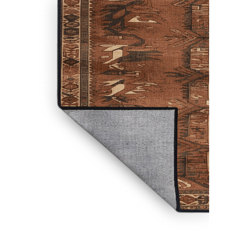Tapis brun turc lavable à la machine, Carré 7 pi