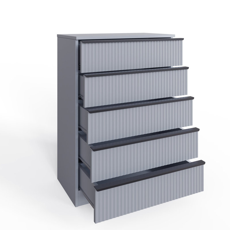 Lania Ripple Ridged 5 Drawer Chest Of Drawers Matt Grey