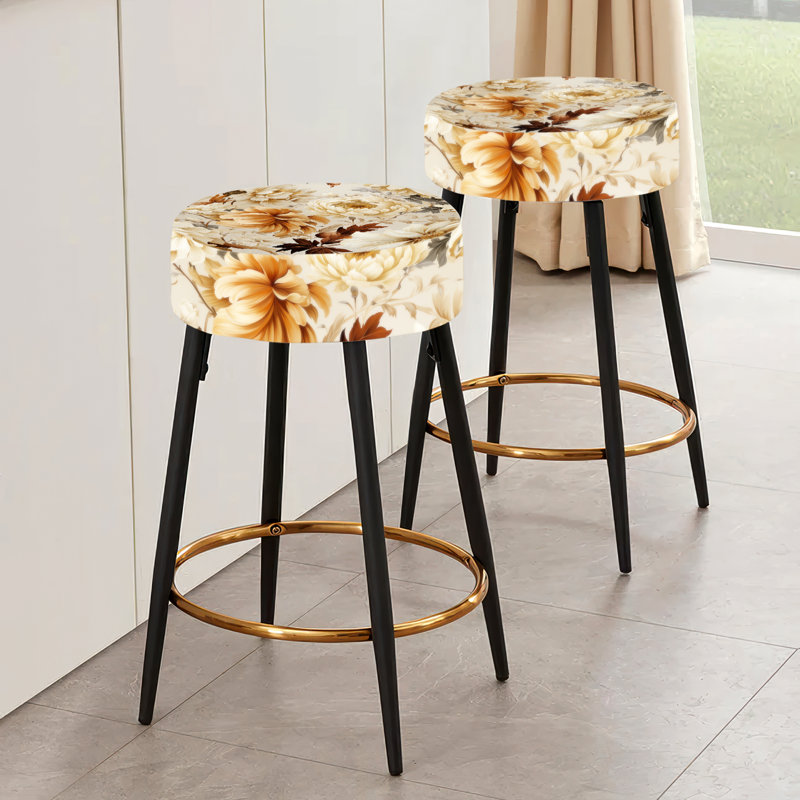 Rustic Brocade Elegance Victorian Pattern III - Floral Bar Stools Set Of 2