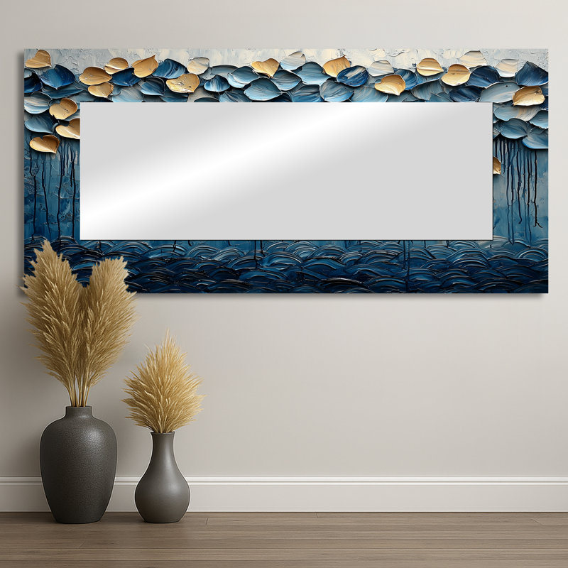 Mosaic Of Waves Coastal Horizon I - Miroir mural décoratif nautique - imprimé sur métal, 28 po x 60 po