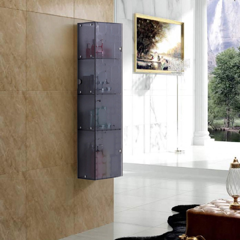 Frederika Glass Wall Bathroom Cabinet, Gray Crystal