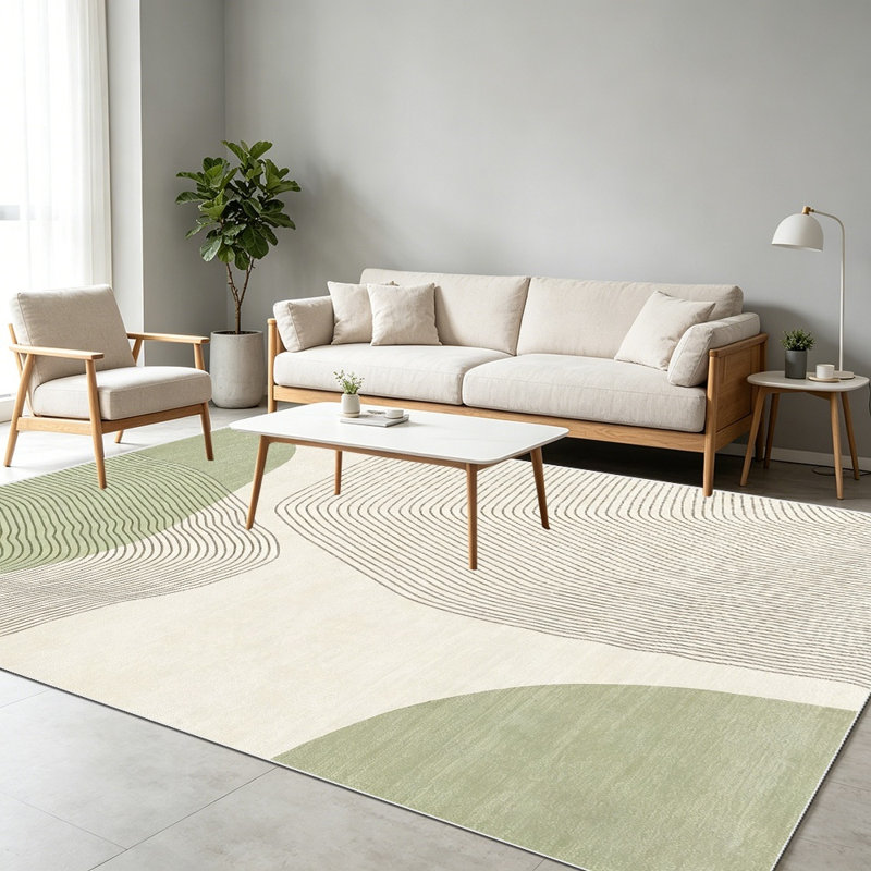 Wabi-sabi style abstract line carpet, living room floor mat, bedroom coffee table mat, washable and easy to maintain