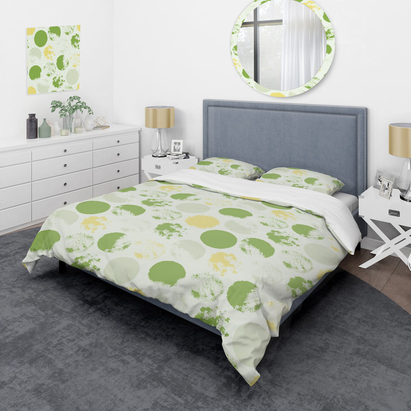 Motif de cercle vert - ensemble de housse de couette abstrait - polyester microfibre