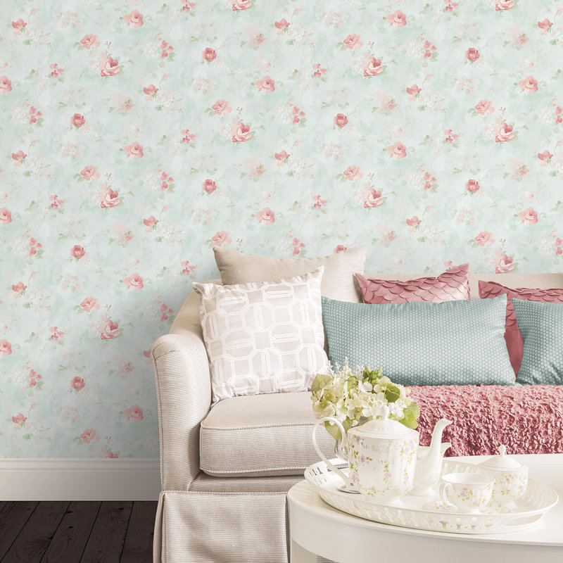 Garretson 10m x 52.8cm Wallpaper Roll, Pink/Green