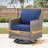 Swivel Outdoor Chairs Set of 2 with Glass-Top Side Table, All-Weather Wicker Furniture for Porch, Poolside, and Yard Use.