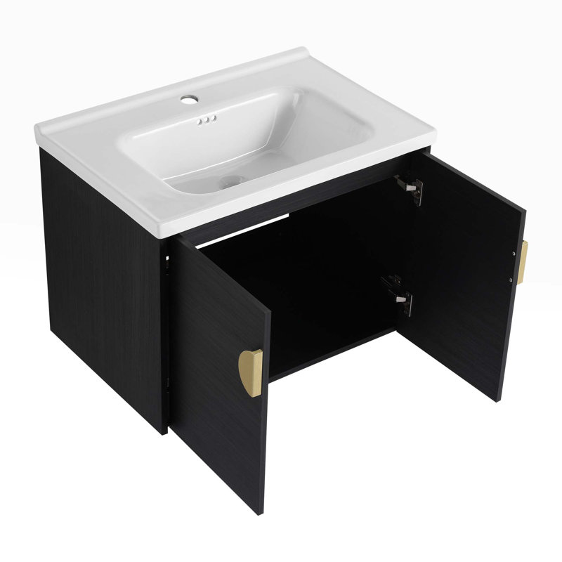 Meuble-lavabo mural simple avec plateau en céramique 27,8 po Rainford