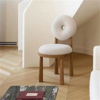 Chaise de coiffeuse à dossier rond - Coussin moelleux avec pieds bruns pour la chambre à coucher et le salon