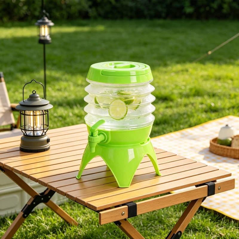 Bouteille d'eau polyvalente pour la maison et le camping Seau pliable et à jus Pot à eau froide avec base