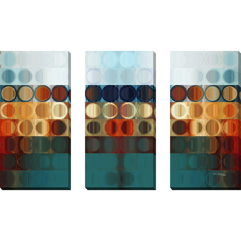 "Circles Squares No.31" par Mark Lawrence, ensemble de 3 impressions sur toile