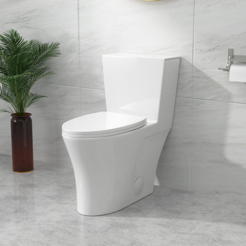 Toilette une pièce moderne en céramique blanche 1,28 GPF avec cuvette allongée Siphonic