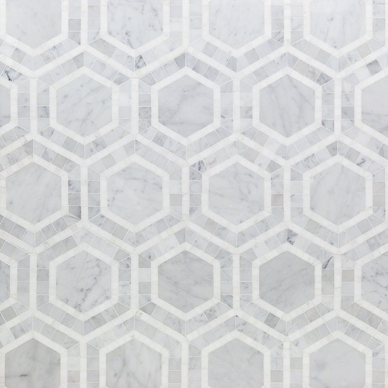 Zeta Random Sized Marble Honeycomb Mosaic Wall & Floor Tile, Thassos